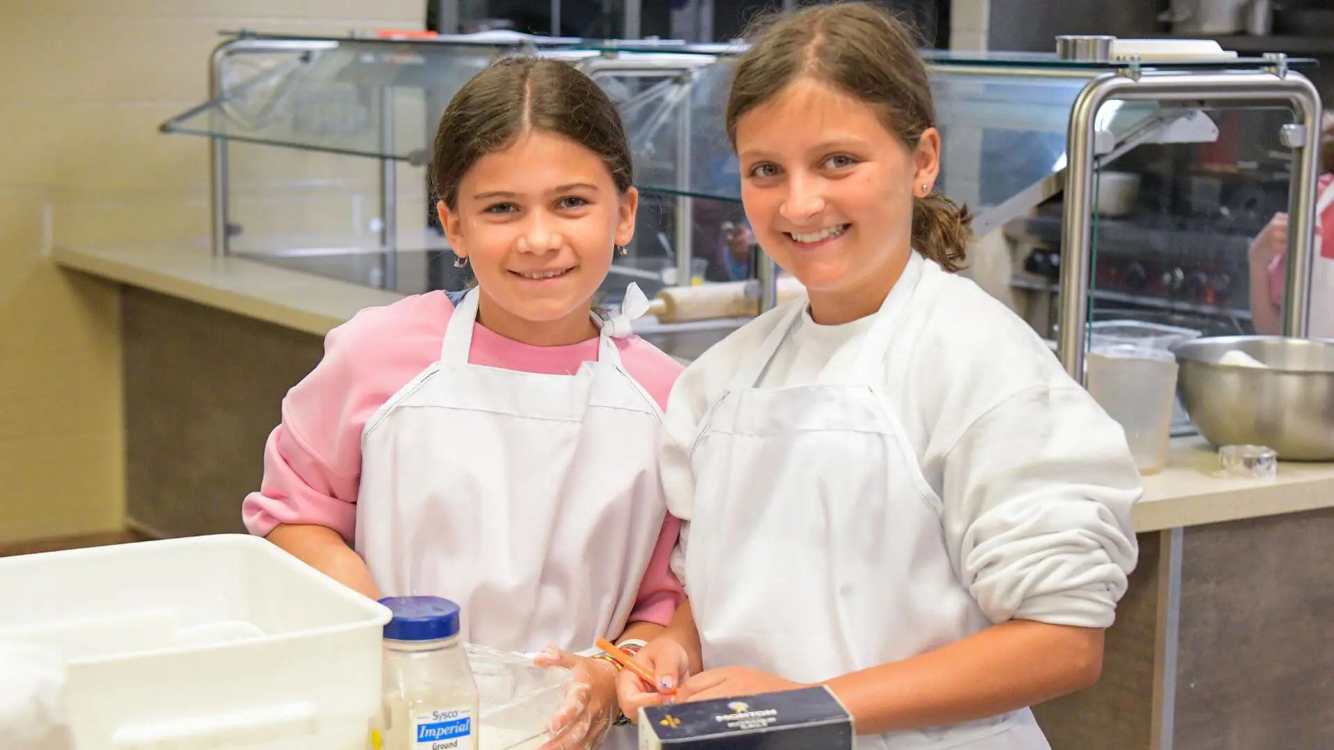 Girls baking cookies